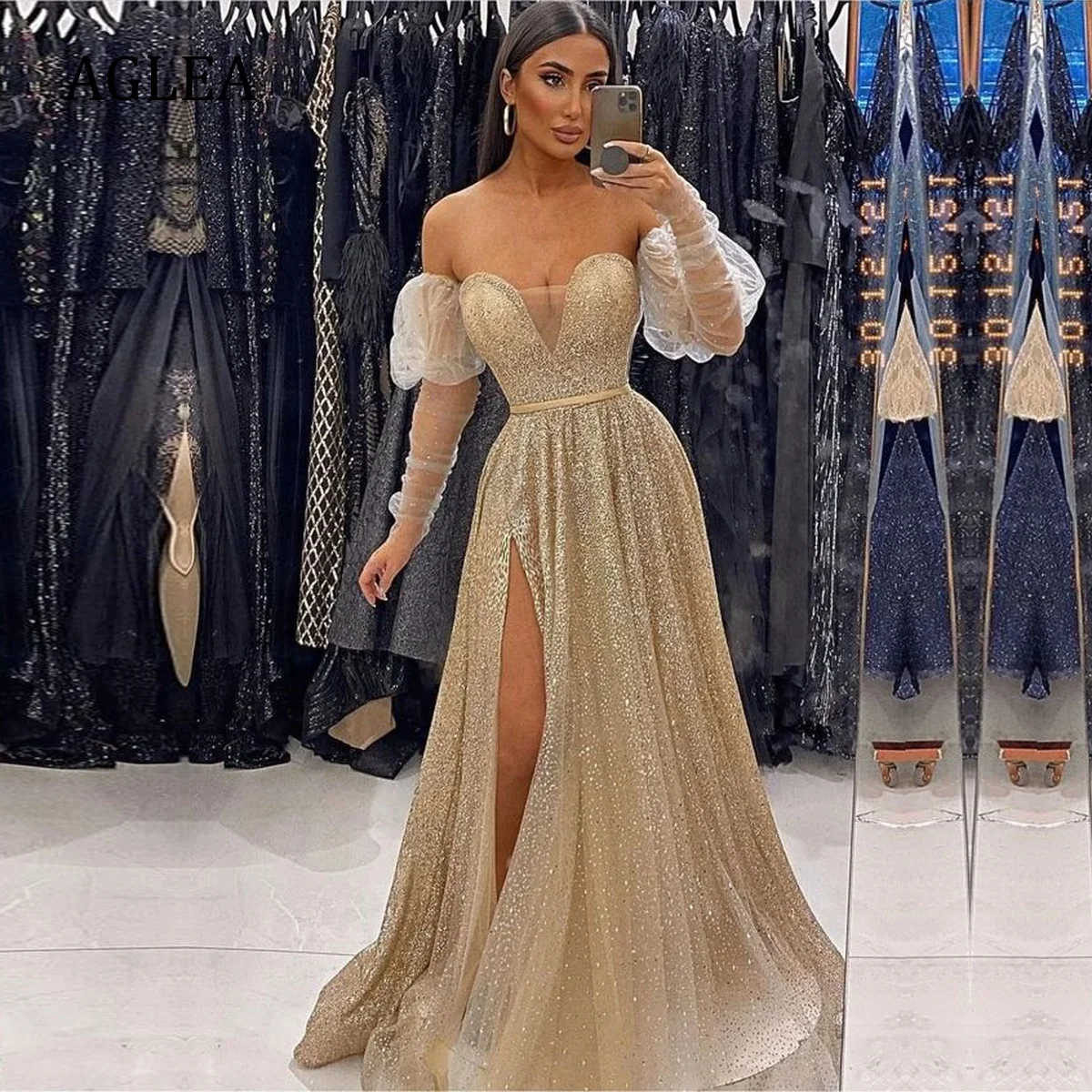 

Женские вечерние платья AGLEA, элегантные строгие платья в пол для выпускного вечера, трапециевидного силуэта с драпированным поясом