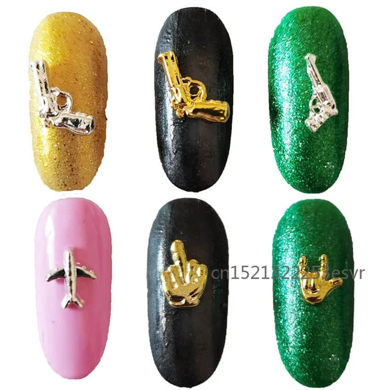 

100Pcs Nail Art Alloy 3D Charms Random Designs In Bulk Designer Charms Pistol Rhinestones Wholesale For DIY Jewelry