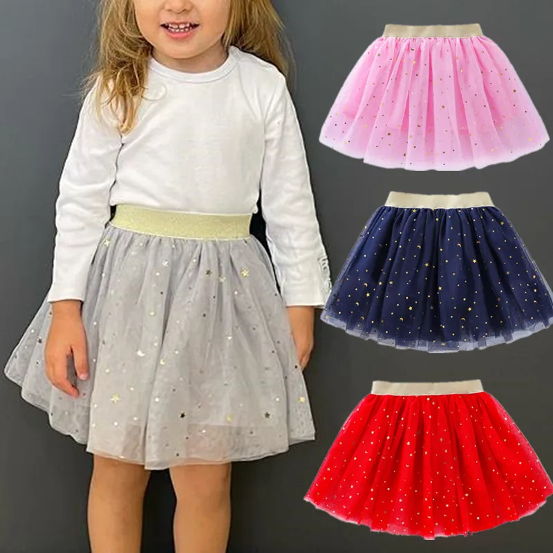 

Kids Miniskirts Girls Princess Stars Tutu Baby Birthday Party Girl Skirt 2-10Years Child Faldas Elastic Clothes Pink Skirt