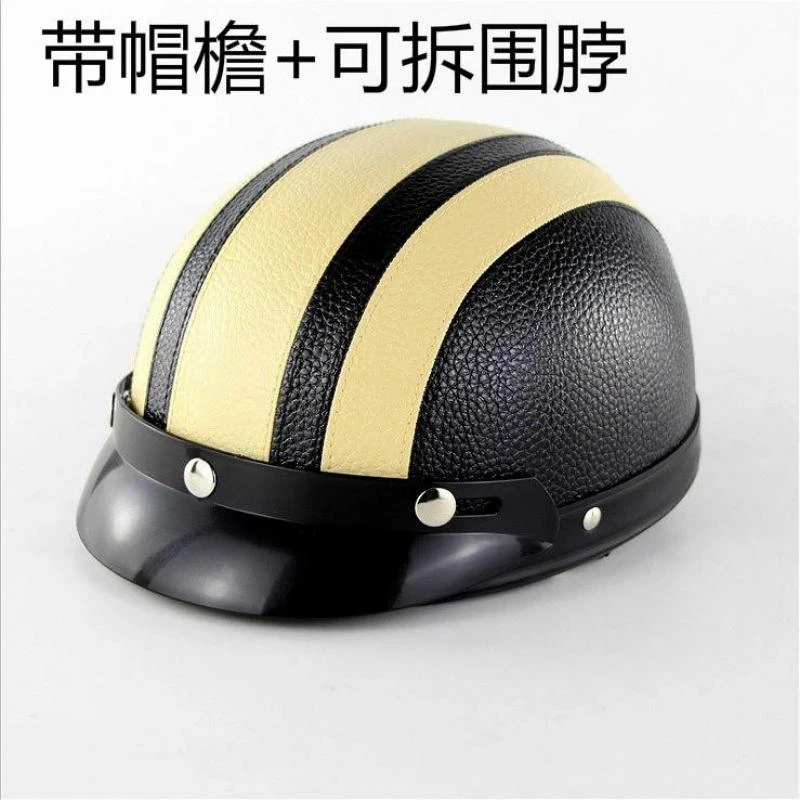 

High Quality ABS Classic Retro Korean Style 1/2 Helmet, For Harley Cruise Motorcycle 4 Seasons Leather Style Lightweight Helmet