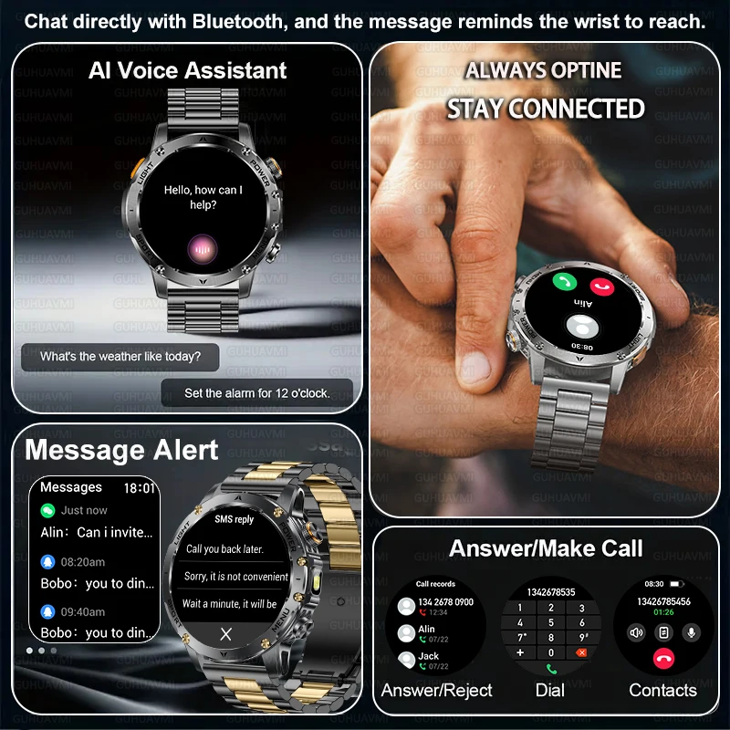 Фото 2025 Новые военные аккумуляторы 1000 мАч HD AMOLED-экран Смарт-часы Мужские спортивные фитнес-светодиодные фонарики 5ATM Водонепроницаемые умные часы с вызовом №4