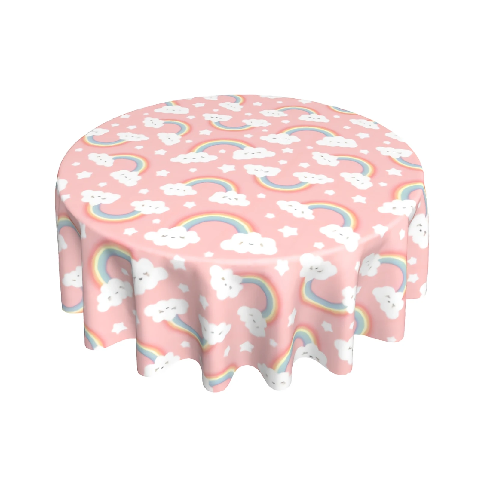 

Cartoon Rainbow Round Tablecloth 60 Inch with Waterproof Wrinkle Resistant for Home Kitchen Indoor Outdoor