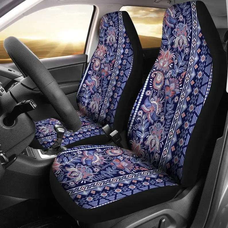 

Blue Elegant Classy Floral Decor Car Seat Covers Pair, 2 Front Seat Covers, Car Seat Covers, Car Seat Protector, Car Accessory,