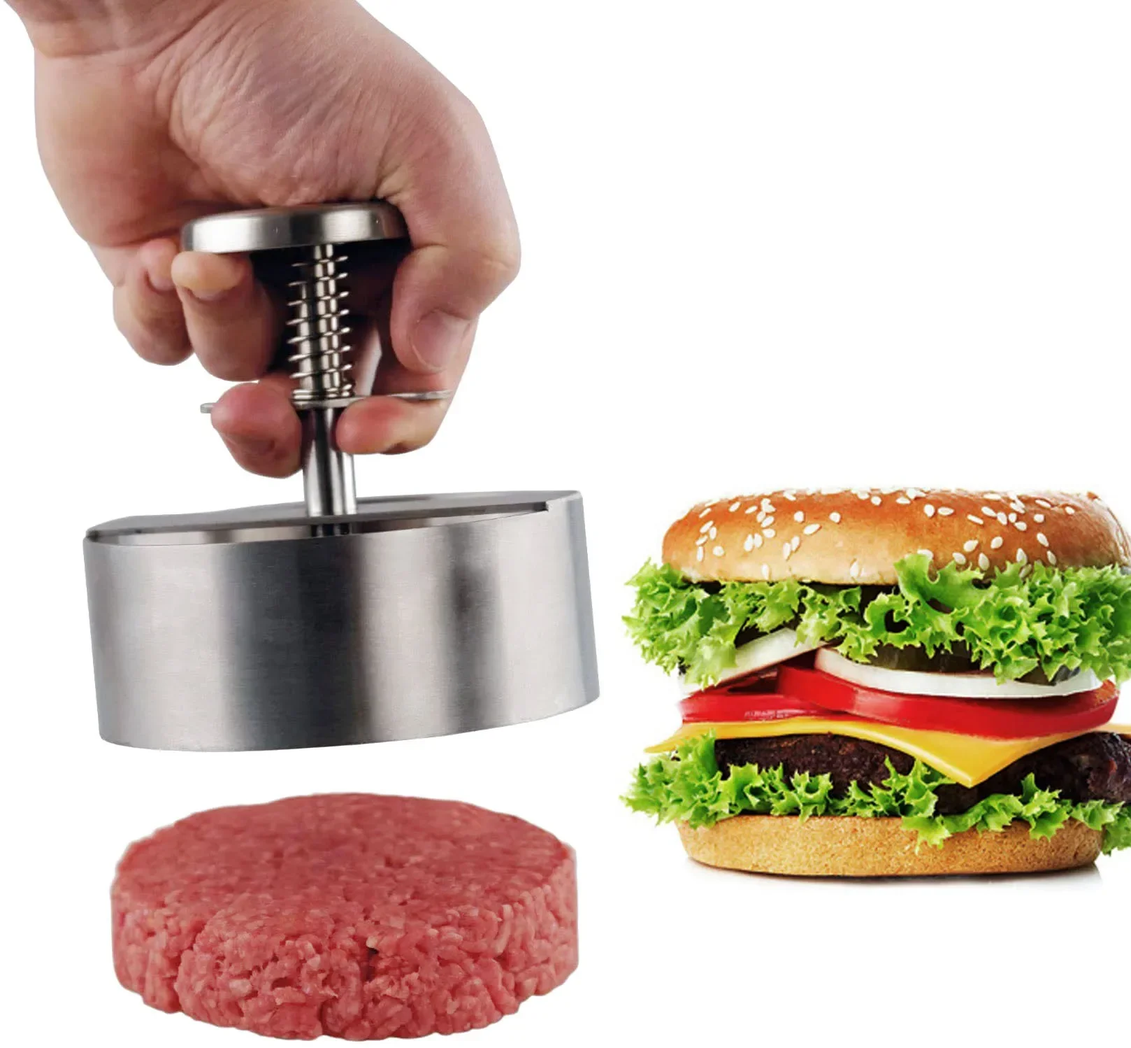 

Maker Patty Tool Manual Grill Burgers Press For Burger Beef 304 Pork Meat Press Steel Stainless Griddle Hamburger Mold