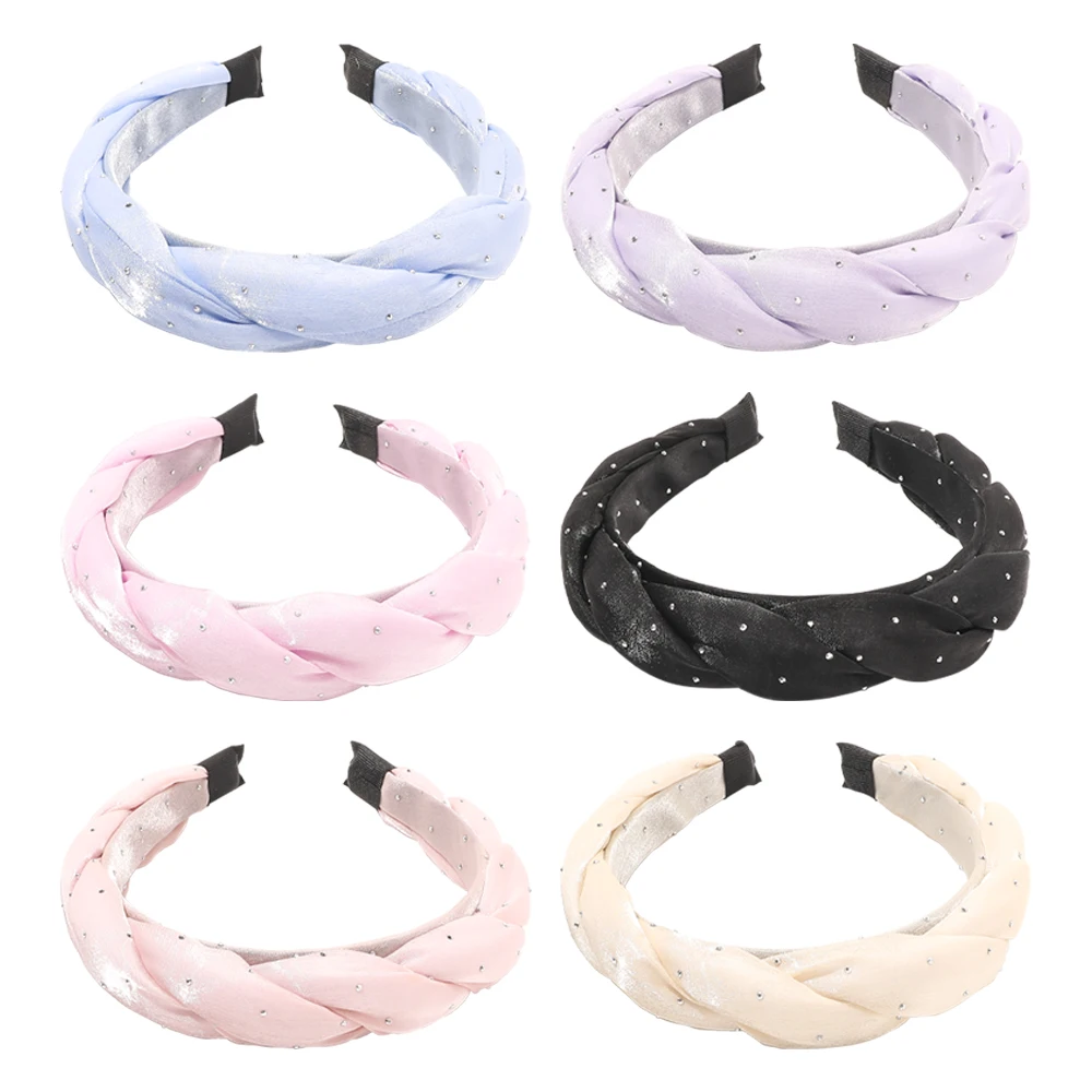 

New Spring Fashion Korea Bright Silk Gauze Hot Drill Sponge Hair Band Wholesale High Quality Knot Headband For Women