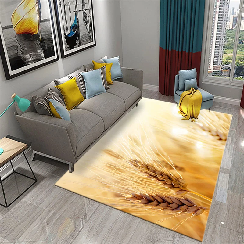 

Rug Wheat Crop Field Sunset Landscape Harvest Grain Autumn Sunrise Gold Home Decor Rugs Carpet for Classroom Living Room Bedroom