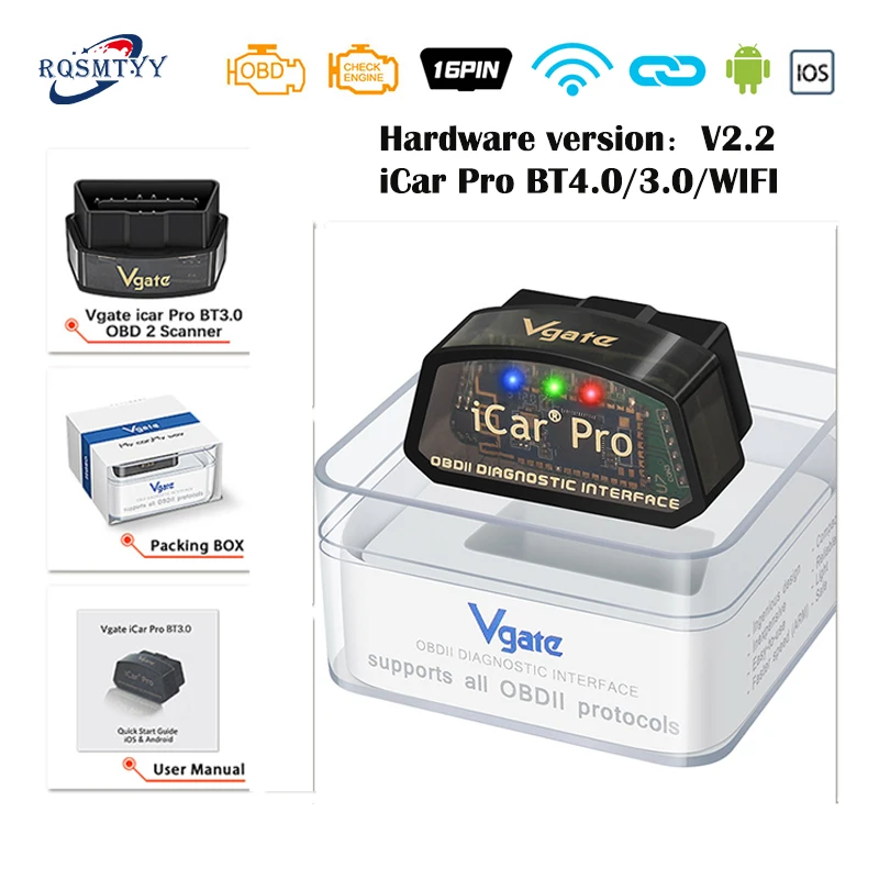 

Vgate iCar Pro ELM327 OBD2 Scanner Auto Tools OBD 2 WIFI Bluetooth-Compatible 4.0 For IOS ODB2 Car Diagnostic PK ELM 327 V 1 5