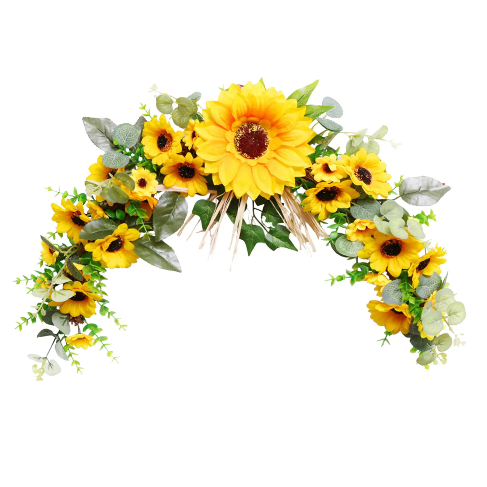 

Simulation Leaf Sunflower Wreath Wreath Garland Hanging Pendants For Wedding Holiday Hanging Pendant Birthday Party Decoration