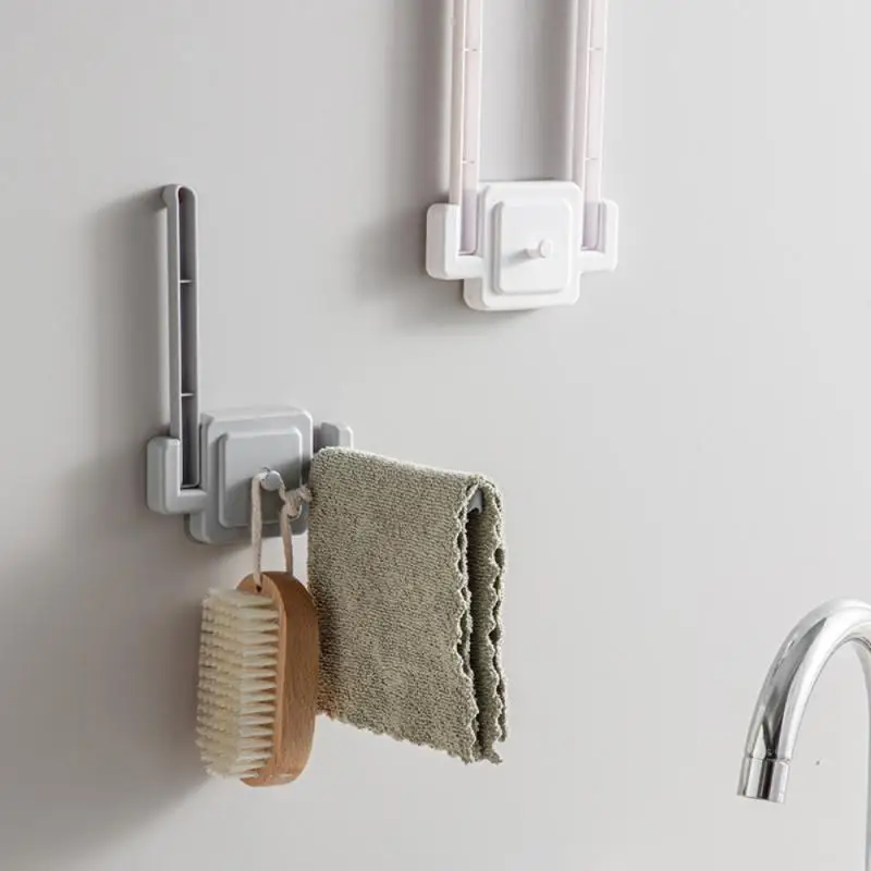 

Creative Wall-mounted Folding Clothes Rack Moisture-proof Hole-free Finishing Hook Saving Space Paste Without Marks Storage Rack