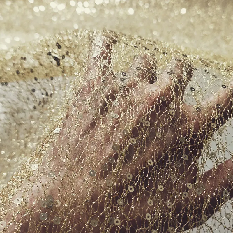 Жесткая сетка белое золото блестки вышивка Стайлинг пряжа свадебное платье