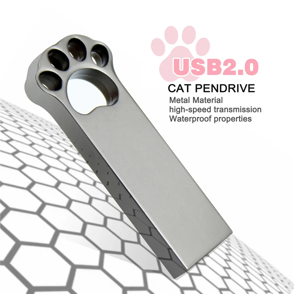 

TEXT ME Hot Sale Super Mini metal Cat paw USB Flash Drive Pendrive U Stick U Disk Memory small Gift 4gb 8gb 16gb 32gb 64g