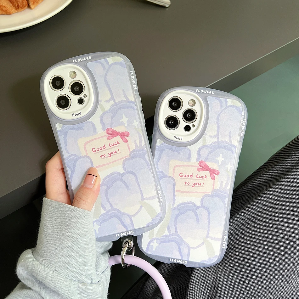 

For iPhone 13 Oil Painting Label Purple Tulips Phone Case For iPhone 12 11 Pro Max XR XSMax Small Waist TwoIn-One Soft TPU Cover