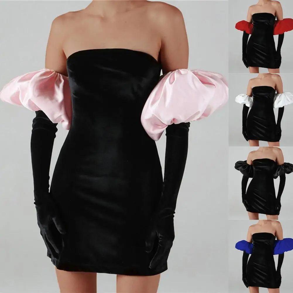 

Women Sheath Dress Off Shoulder Breathable Simple Chest Wrap Design Mini Dress for Birthday