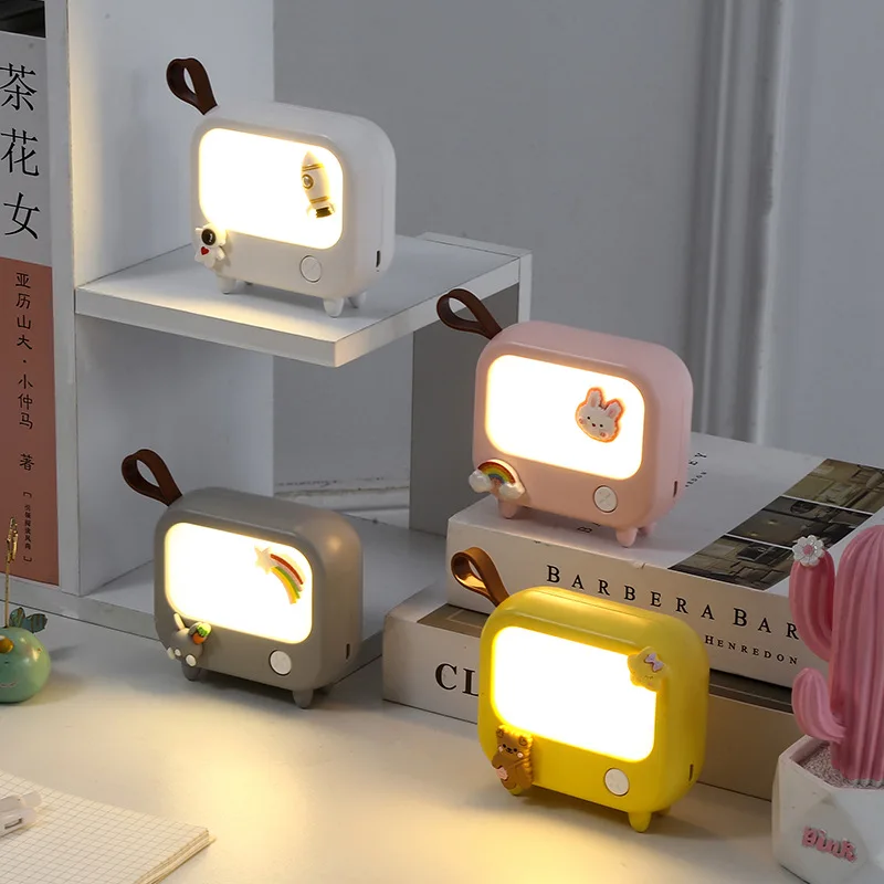 TV Small Usb Night Light Rechargeable Led Plug In Lamp Room Decor Christmas Gift Table Warm Switch Cute Desk Kids Sensor Lamp