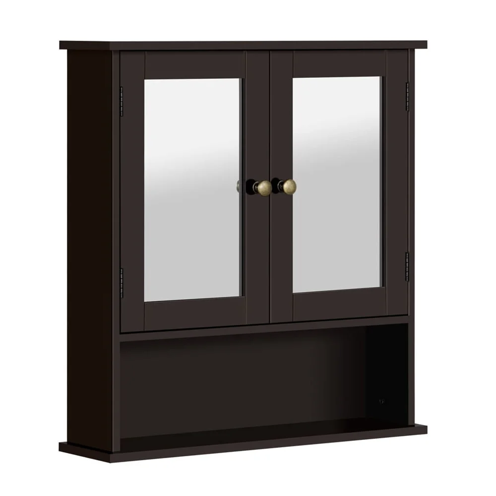 

Шкафчик для хранения с настенным креплением, регулируемый шкаф для хранения с 2 зеркальными дверцами, эспрессо