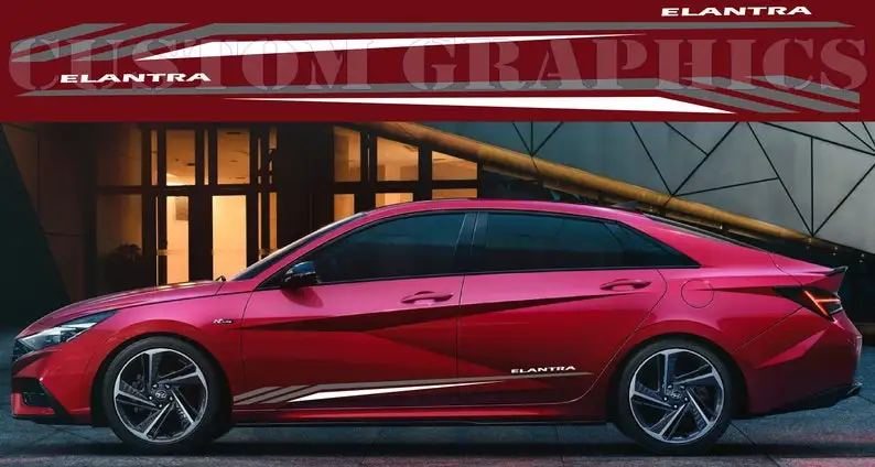 

Pair of Sport Side Stripes Decal Sticker Vinyl Compatible with Elantra