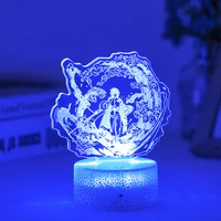 new demon slayer acrylic led night light anime agatsuma zenitsu figure for kids child room decor cool kimetsu no yaiba lamp gift