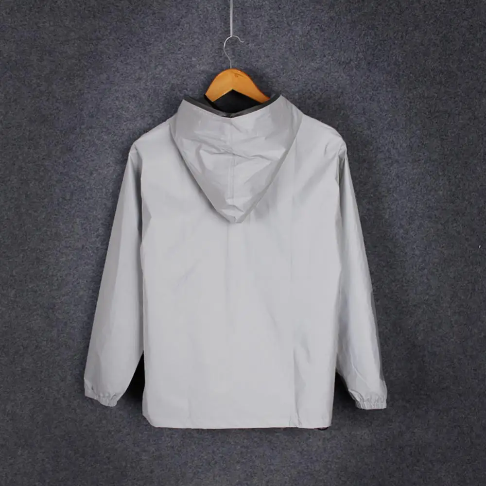 

Светоотражающая куртка унисекс на молнии с длинным рукавом, ветровка с капюшоном, уличная одежда, пальто