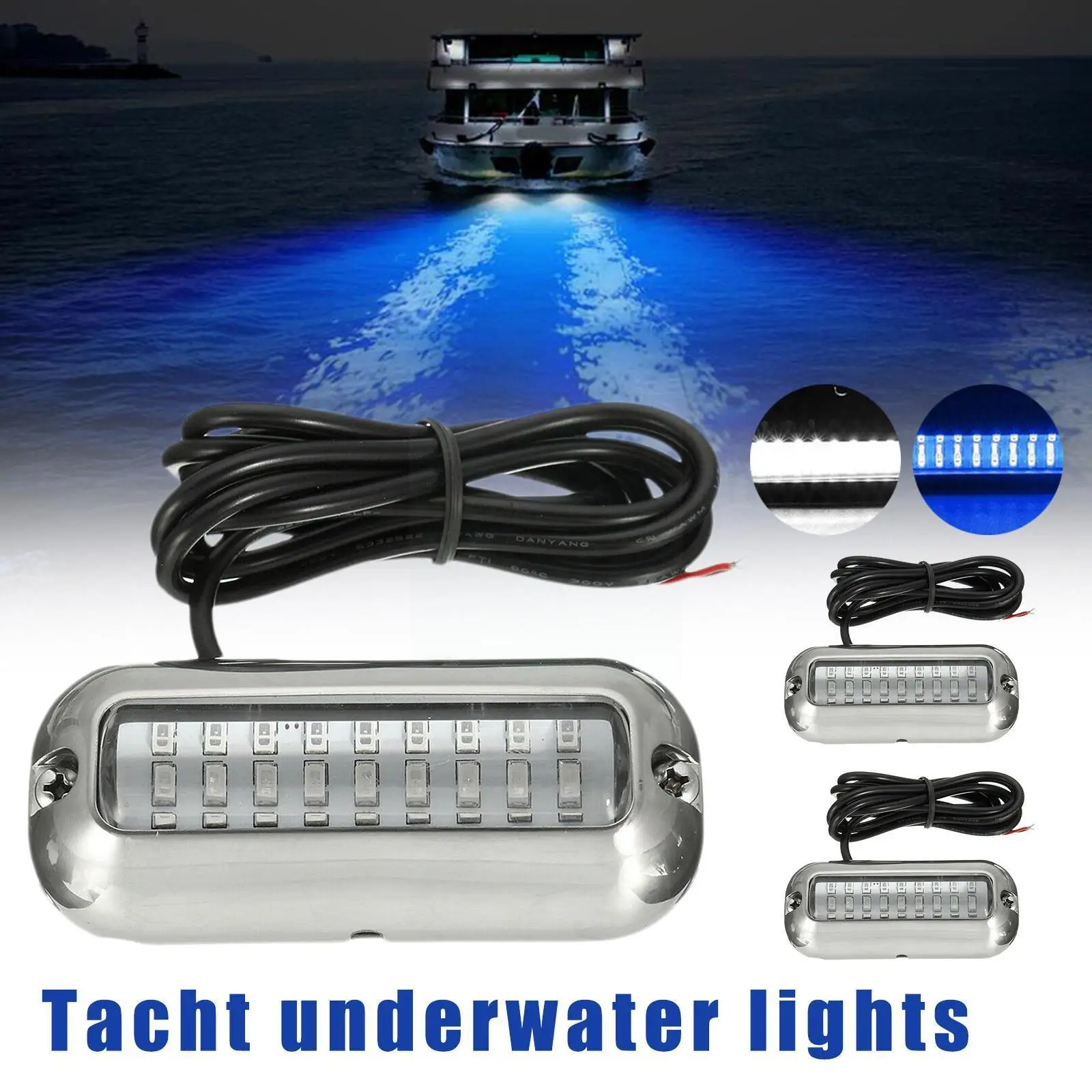

27 LED Steel Boat Transom Light Underwater Pontoon Accessories Light Marine Light Ship Waterproof Marine Boat Truck E5U2