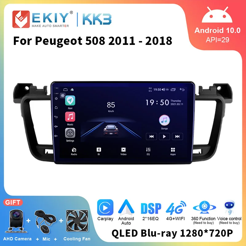

EKIY KK3 Car Radio For Peugeot 508 2011 - 2018 Android 10 Stereo Multimedia GPS Navigation Carplay Autoradio Head Unit No 2 Din