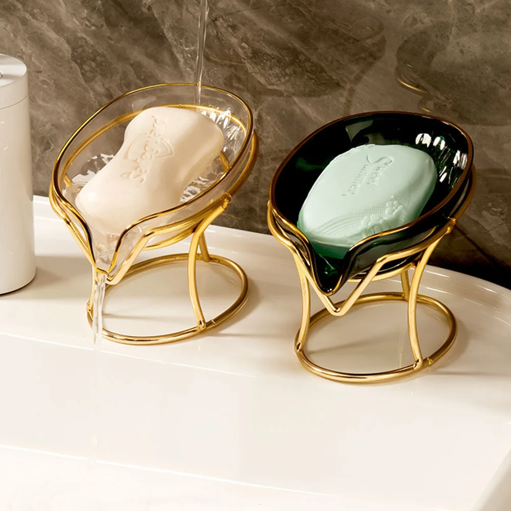 

2022 New Light Luxury Style Creative Soap Box Bathroom Toilet Household Drain Free Perforated Soap Rack soap Dish Tray Container
