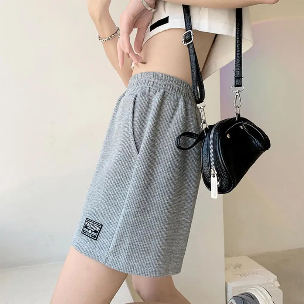 

Wear-resistant Running Shorts Polyester Workout Shorts High-waisted High Waist Pocket Short Pants Daily Wear