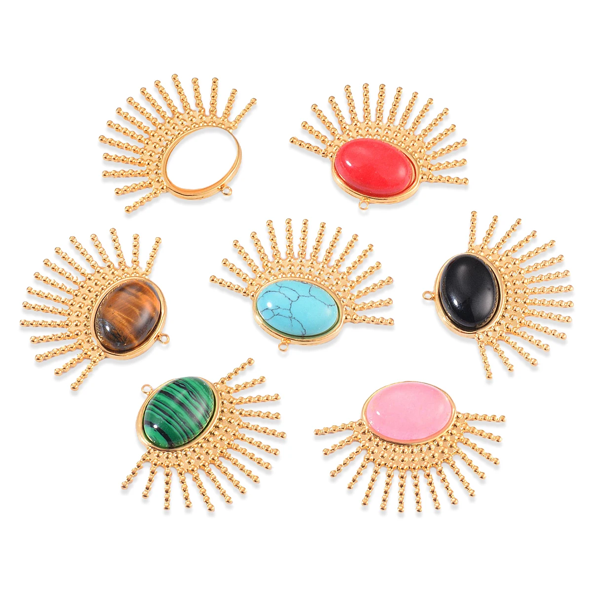 2pcs Stainless Steel Natural Stone Drop Dangle Earring Charms Boho Gold Plated Pendants for Women DIY Jewelry Making Accessories