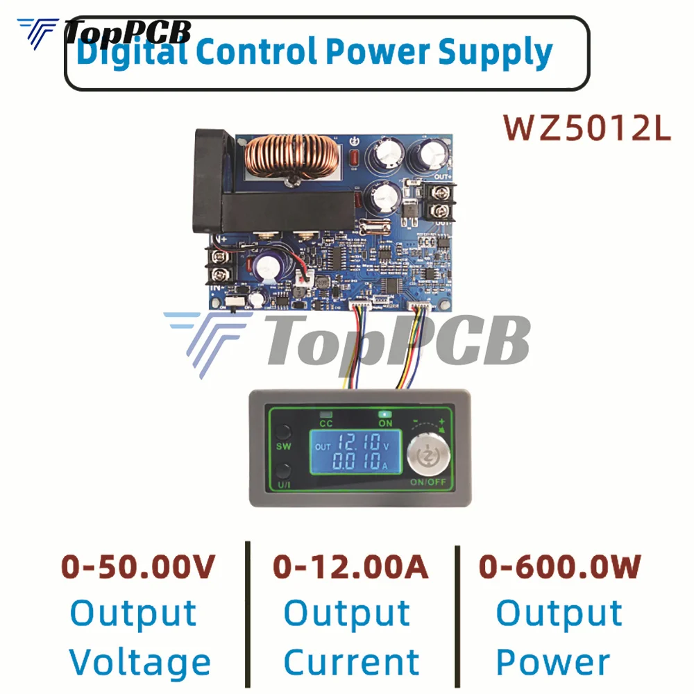 Понижающий Регулируемый Модуль питания с ЧПУ, 50 В, 12 А, 600 Вт, Вольт-амперметр, стабилизированное напряжение постоянного тока, ЖК-дисплей