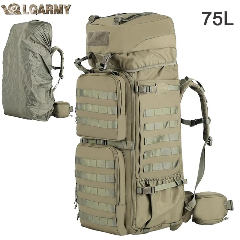 Фото LQARMY 75L мужские военные тактические альпинистские рюкзаки армейский альпинистский рюкзак для выживания для кемпинга, пешего туризма, треккинга, путешествий №1