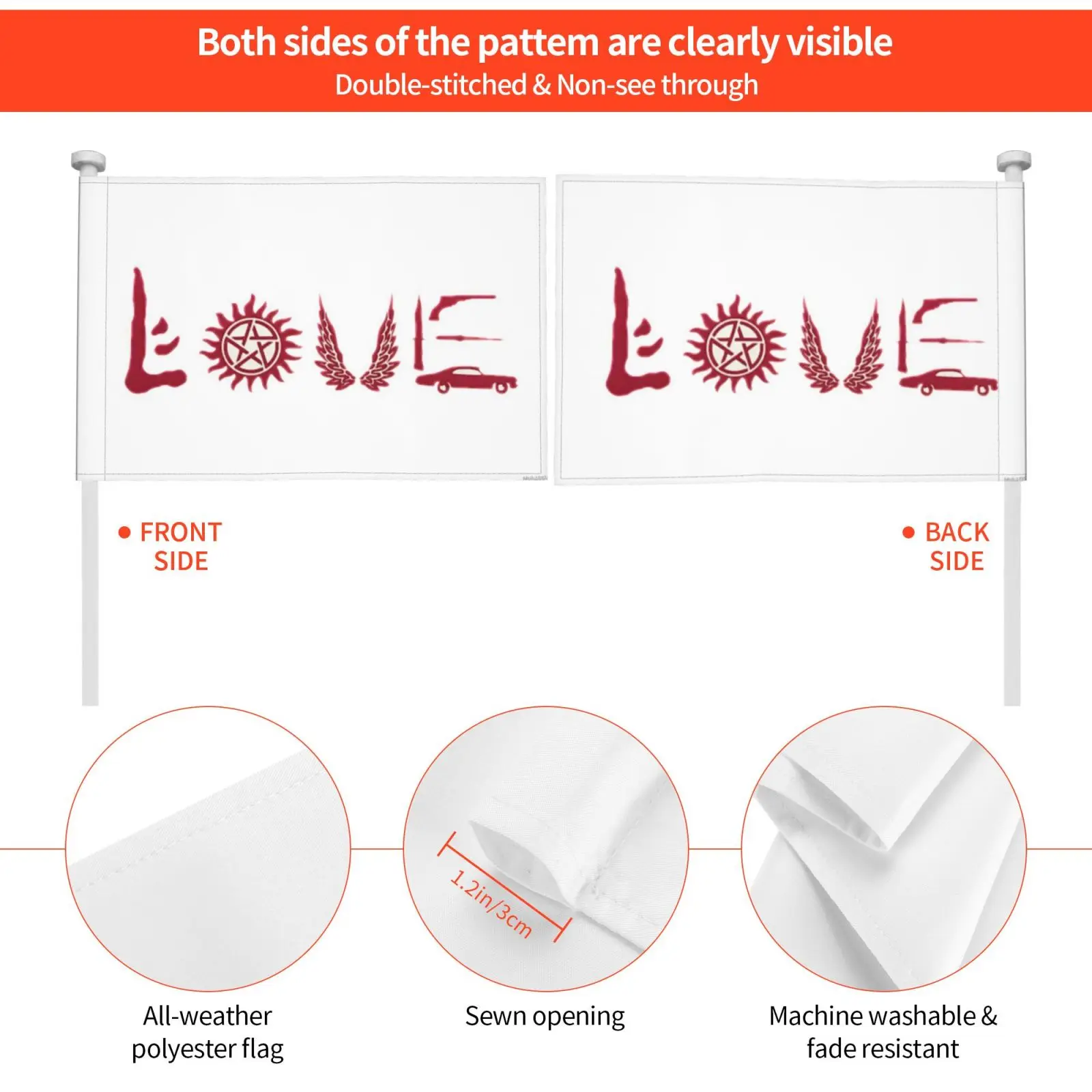 Флаг автомобиля флаг любовь Spn шляпа звезда упаковка дешевая Vsco Artsy для