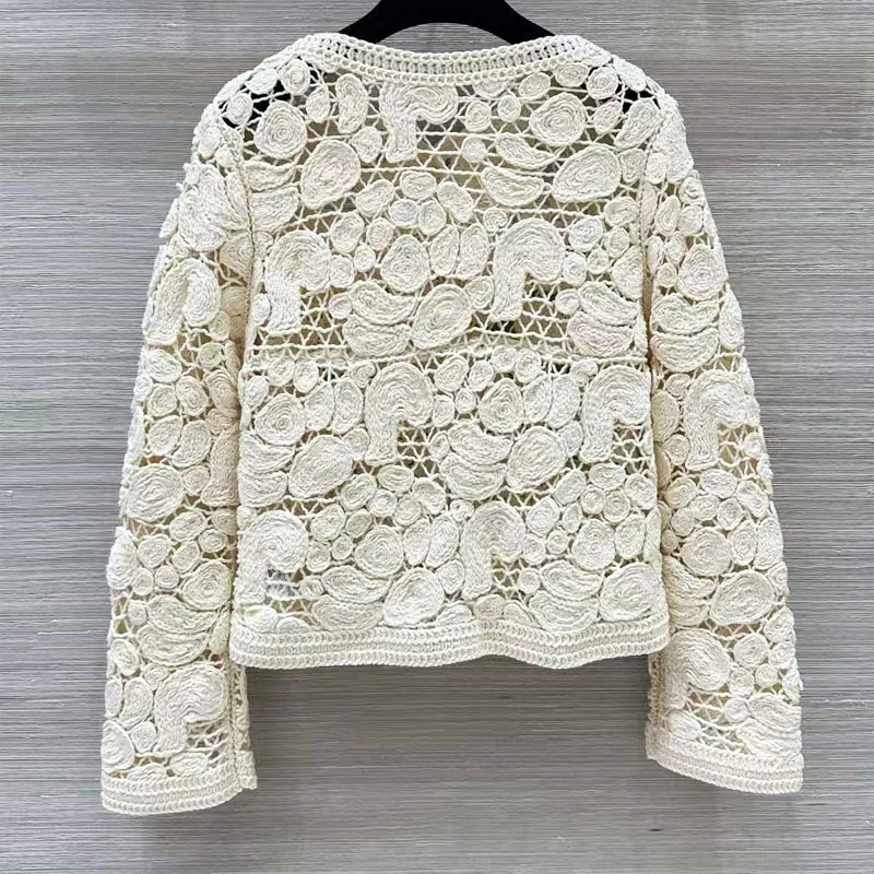 Новинка 2024 осенне-зимний вязаный кардиган пальто высокого качества женский