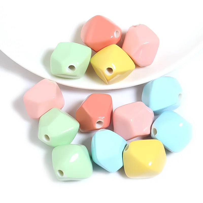 

20pcs Acrylic Beads Macaron Color Mixed 18mm Diamond Big Loose Beads for Diy Makings Bracelet Jewelry Findings Accessories