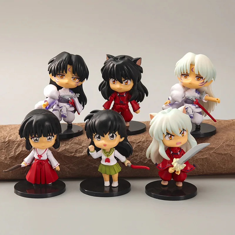 

6 Pcs/set Hot Japan Anime Inuyasha Sesshoumaru Higurashi Kagome PVC Model Desk Decor Action Figures Toys Fans Collection Gifts