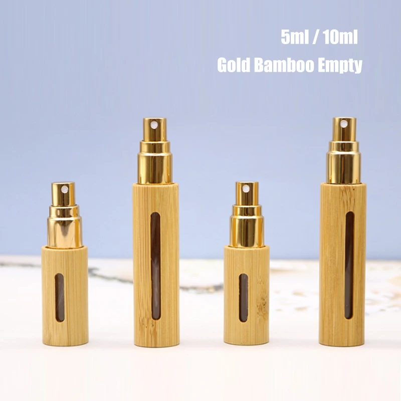 

1PC 5/10ml Bamboo Wood Empty Essential Oil Bottle Refillable Perfume Bottle Atomizer Spray Cosmetic Containers