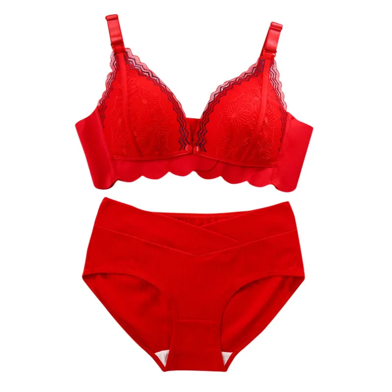 Бюстгальтер для кормления с открытой пряжкой без стальных колец двухслойный