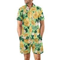 hawaii floral short sleeve shirt set men print shirt sets 2 piece suit summer clothes beach wear casual outfits mens clothing