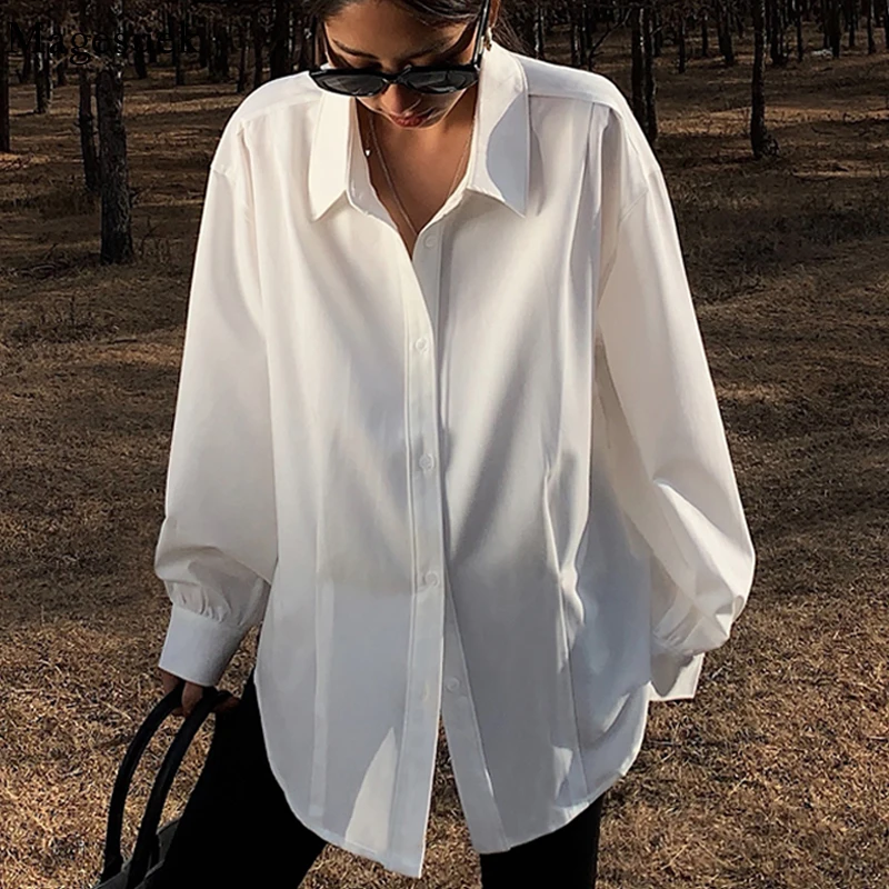 

Fashion Office Ladies Shirt Spring Vintage Women Elegant White Shirt Korean Women Long Sleeve Oversized Blouse Top Female 18347