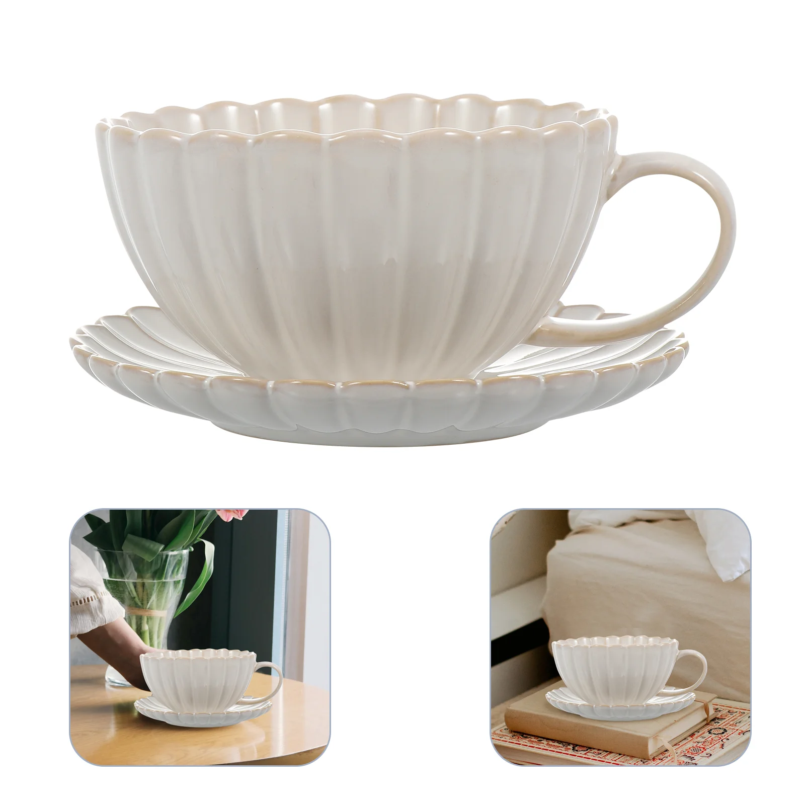 

1 Набор, керамическая кофейная чашка, блюдце, прочная керамическая кружка, декоративная чайная чашка (белая)