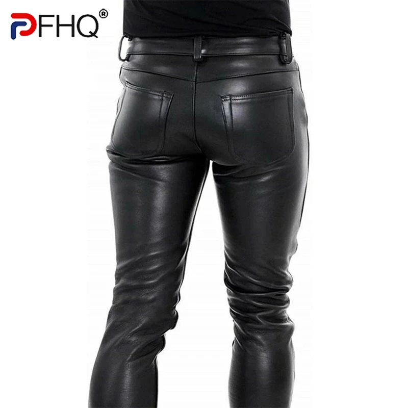 

Мужские эластичные брюки из ПУ кожи, на осень/зиму