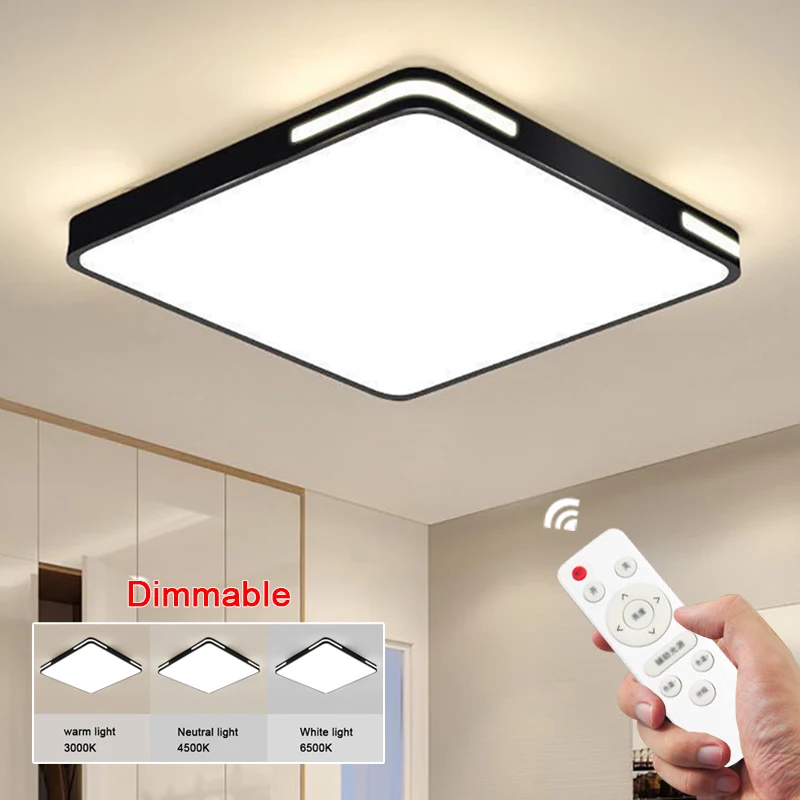 Modern Iron Led Ceiling Light Black Acrylic Living Room Bluetooth Chandelier Ultra Thin Remote Control Sensor Led Ceiling Lamps