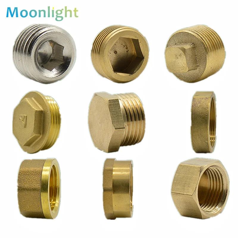 1/8 1/4 3/8 1/2 3/4 Male Female Thread Brass Pipe Hex Head End Cap Plug Fitting Quick Connector Brass Universal Faucet Adapter