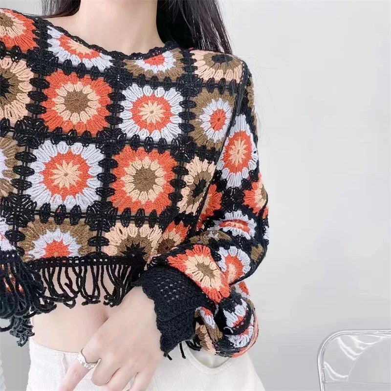 Женский трикотажный свитер с круглым вырезом длинным рукавом летучая мышь