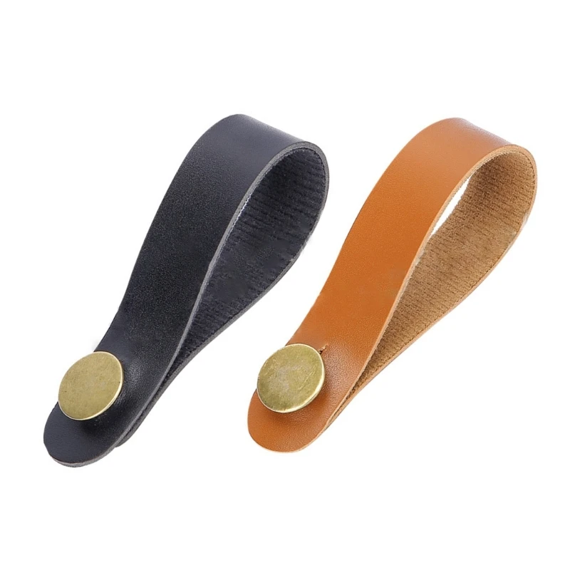 

F1FD Thicken Leather Guitar Headstock Strap Tie Guitar Neck Strap Button Durable