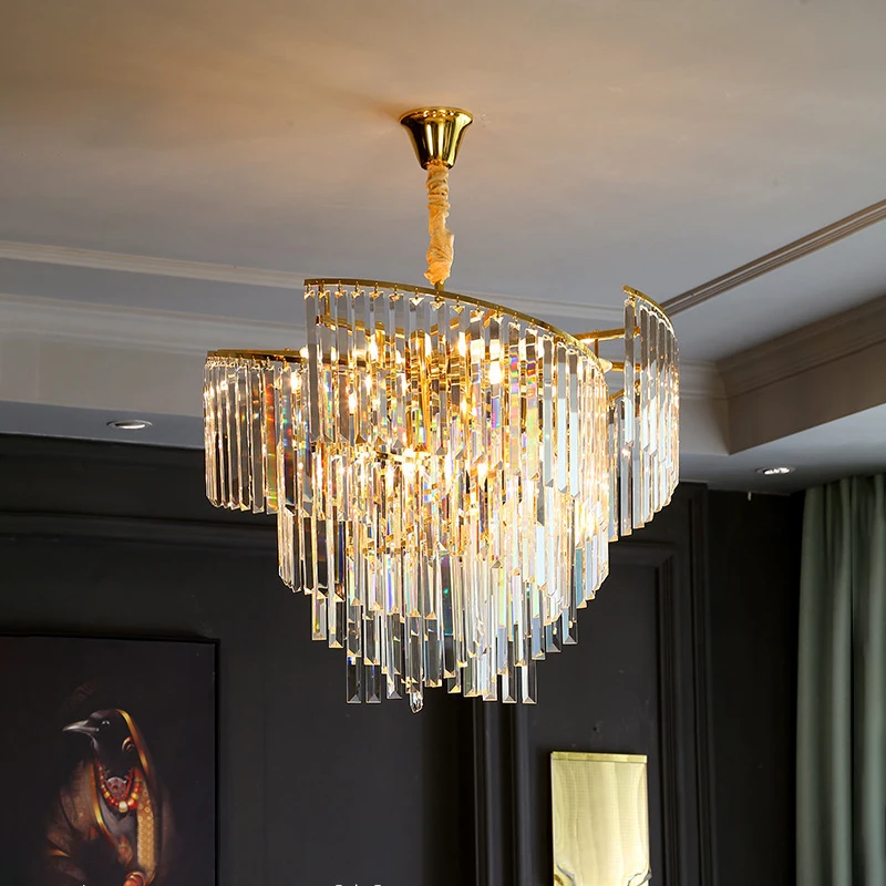 

Light Luxury Postmodern Living Room Crystal Chandelier Personality Spiral Bedroom Dining Room Decorative Lighting Chandelier