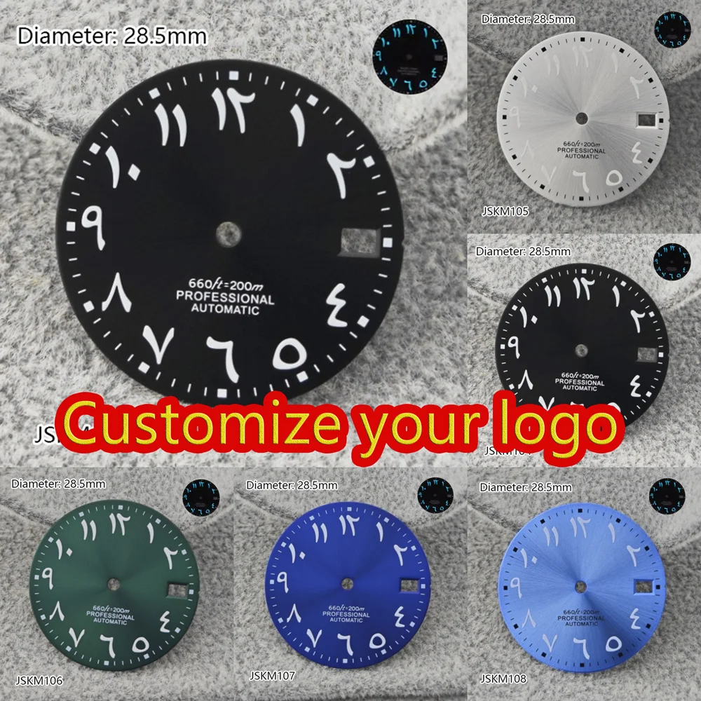 28 5 мм BGW9 сине-зеленый светящийся стерильный циферблат с пользовательским