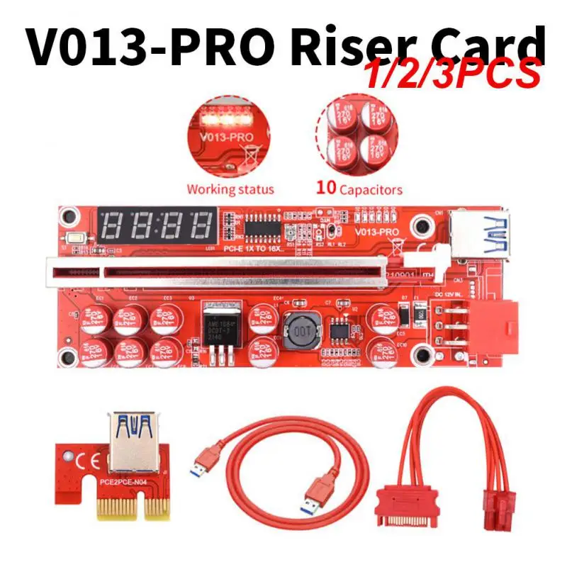 

1/2/3PCS V013Pro PCI-E Graphics Card Extension Cable PCIE Riser With Temperature/Voltage Display GPU USB 3.0 Cable For BTC