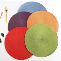 1pc round woven placemats pp waterproof dining table mat non slip napkin bowl pads drink cup coasters kitchen decoration