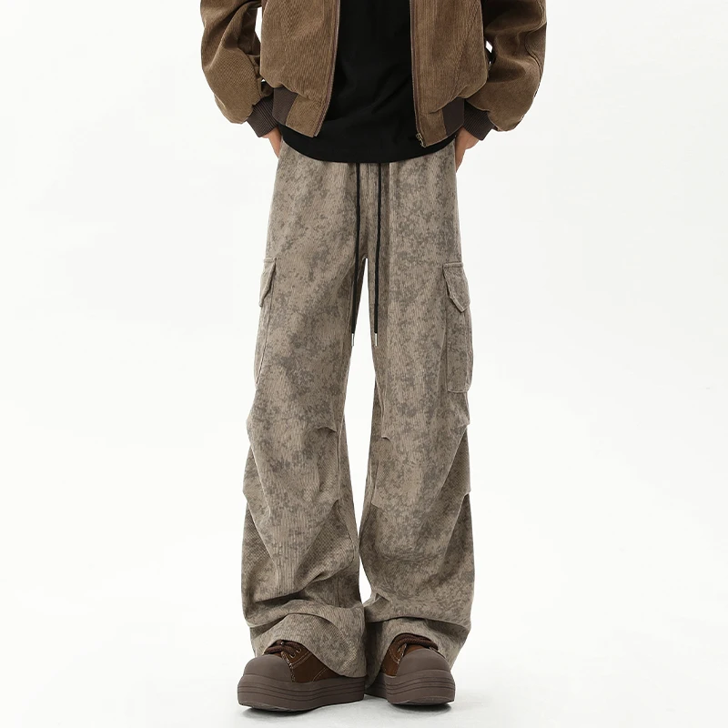 Y2k камуфляжные вельветовые брюки-карго в стиле Харадзюку комбинезоны мужские