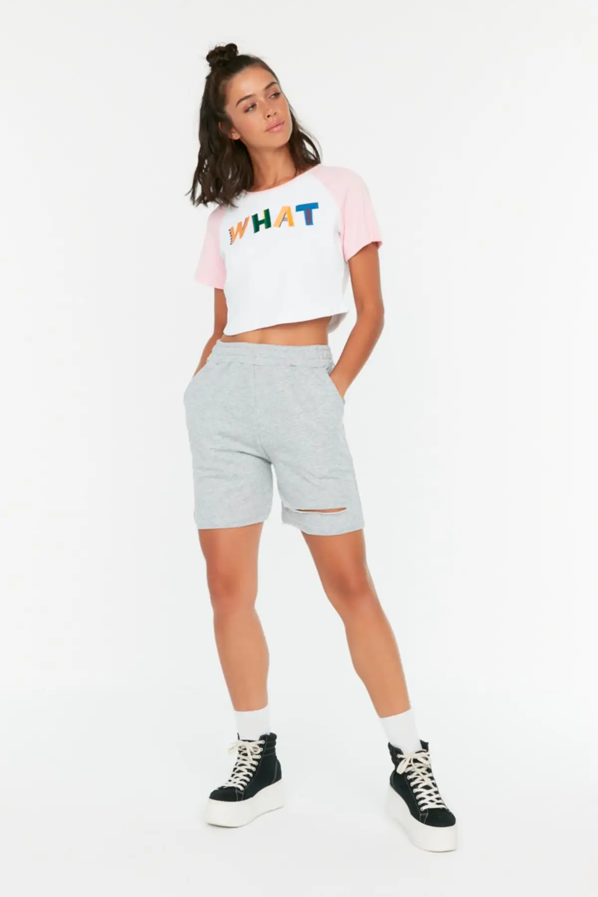 

Women's Shorts Gray Knitted & Bermuda New Summer Fashion Bermuda Basic Short Pants Mini Trousers Short Pants