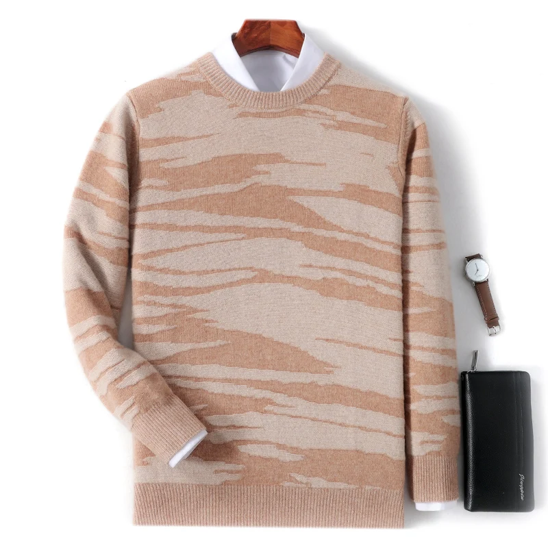 Мужской пуловер из 100% мериносовой шерсти на осень и зиму свободный контрастный